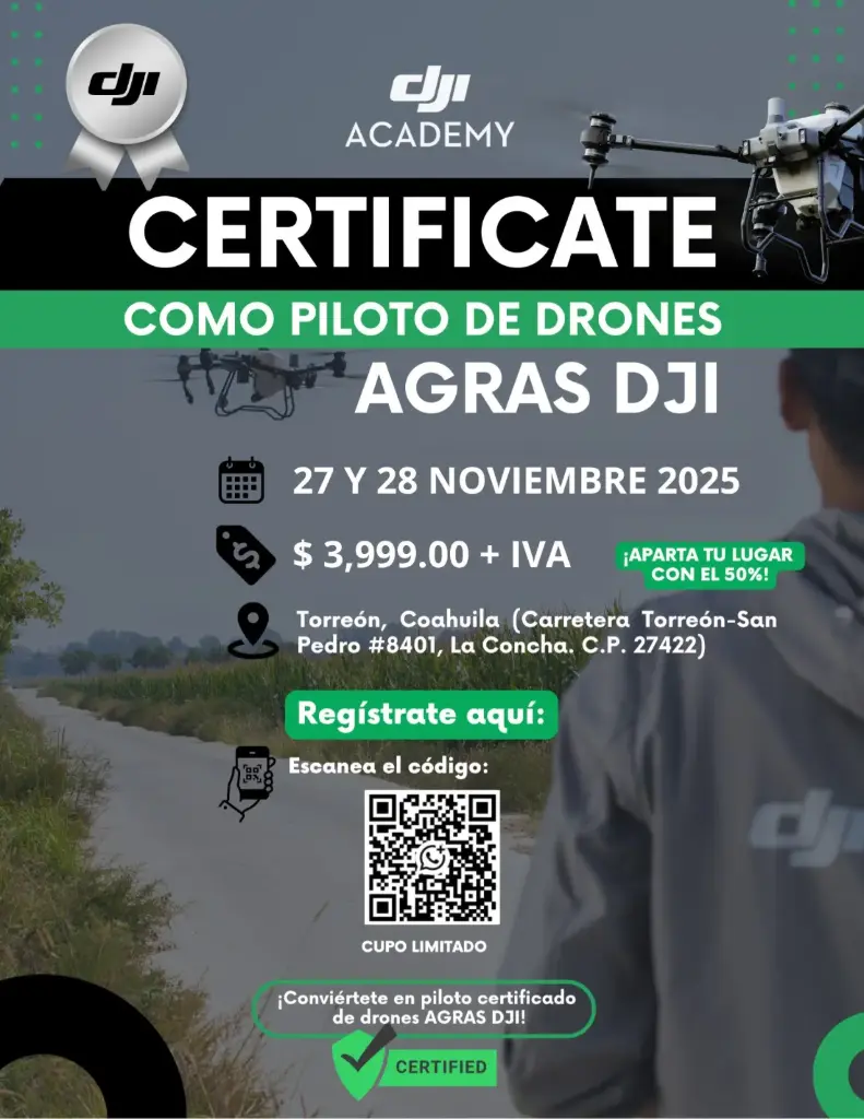 (DJI ACADEMY) CURSO DE CERTIFICACION PARA PILOTOS AGRAS